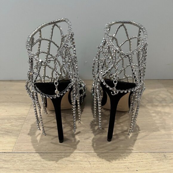 JIMMY CHOO Scotty Suede Pumps With Crystal Chains - Picture 5 of 10